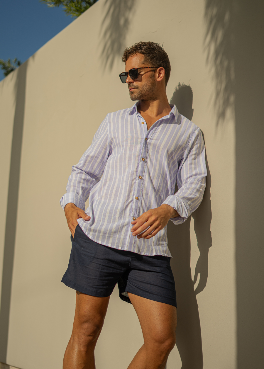 NAVY BLUE LINEN SHORT